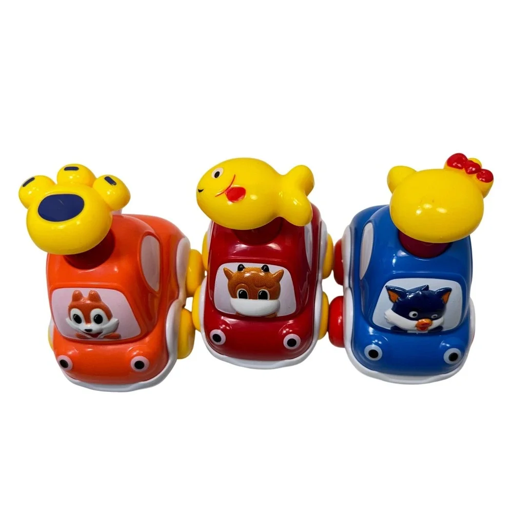 Press and Go 3 Piece Set Animal Toy Cars Toddler Friction Powered Interactive